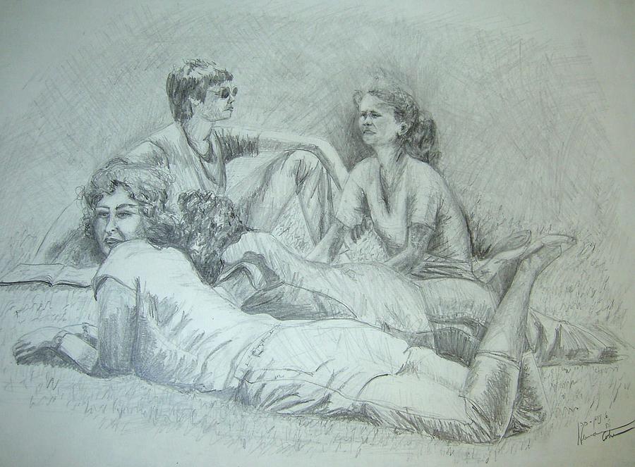 On Campus Drawing by Esther Newman-Cohen