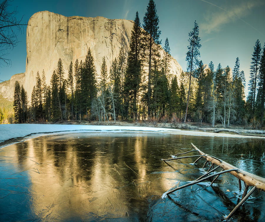 On Frozen Pond El Capitan Reflection Photograph by Connie Cooper-Edwards