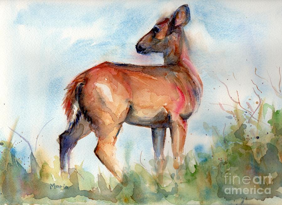 Wildlife Painting - On Second Thought by Maria Reichert