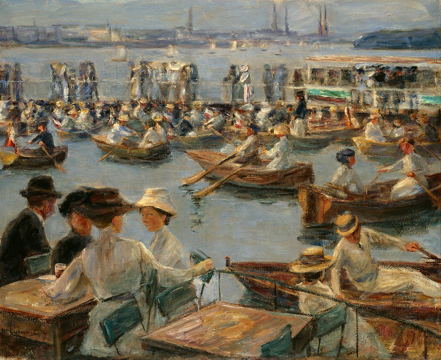 On the Alster in Hamburg Painting by Max Liebermann