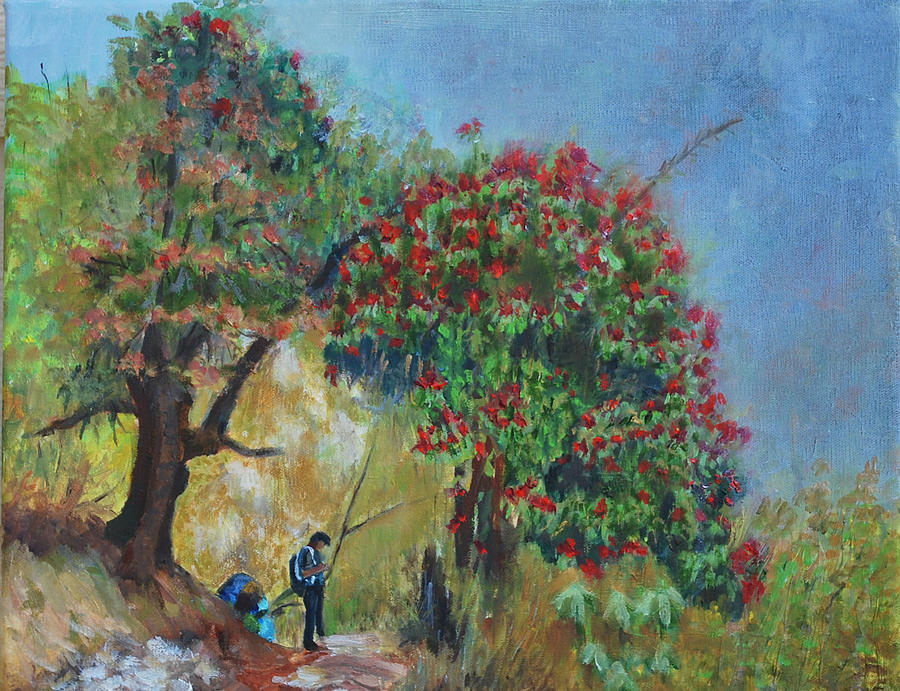 Landscape Painting - On The Anapurna Trek by Marcy Silverstein