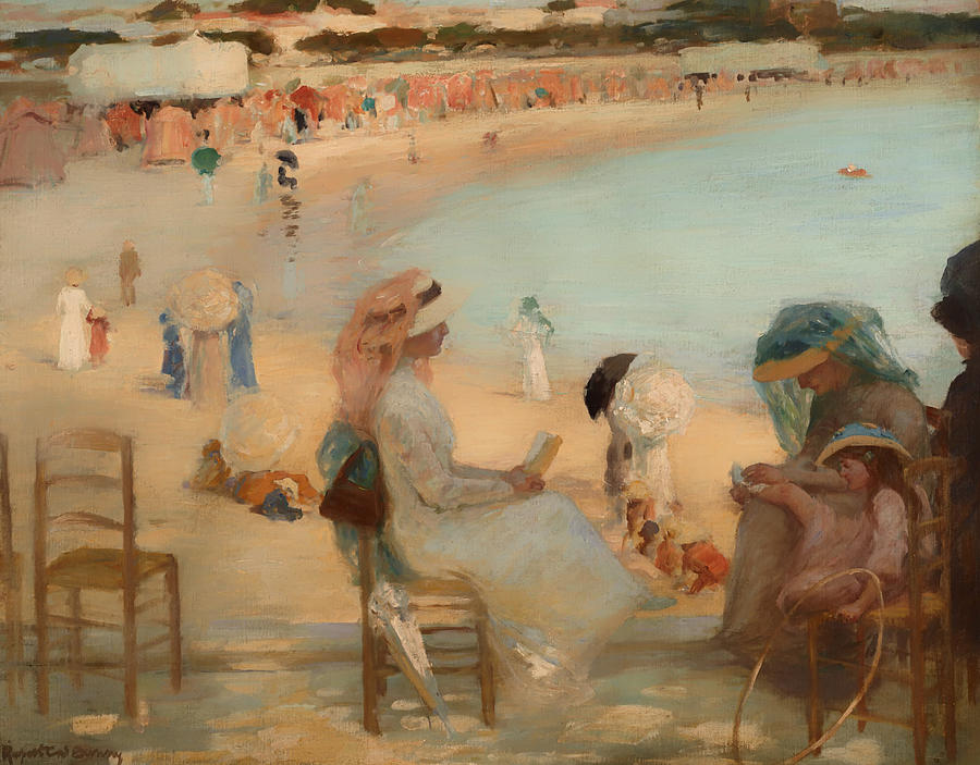 Vintage Painting - On the Beach by Mountain Dreams