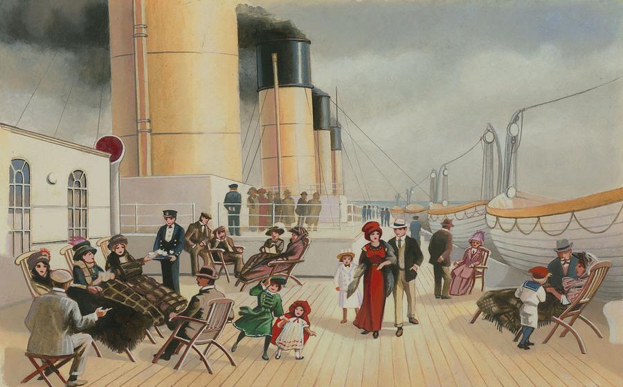 On The Deck Of The Titanic Drawing by English School