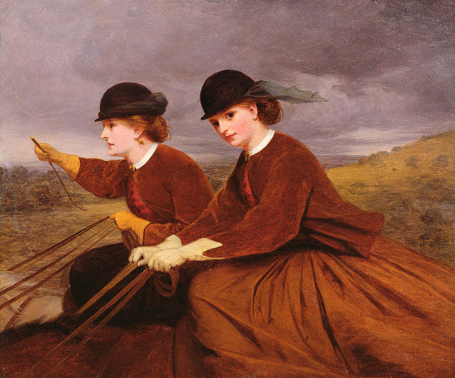 Horse Painting - On The Downs - Two Ladies Riding by James Hayllar