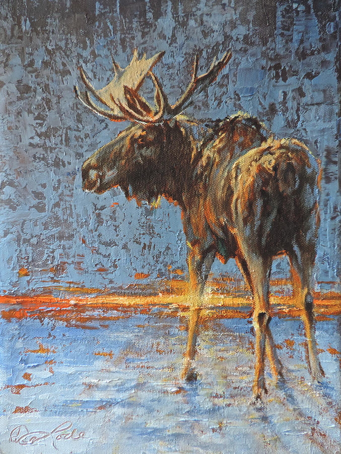 Moose Painting - On the Edge by Mia DeLode