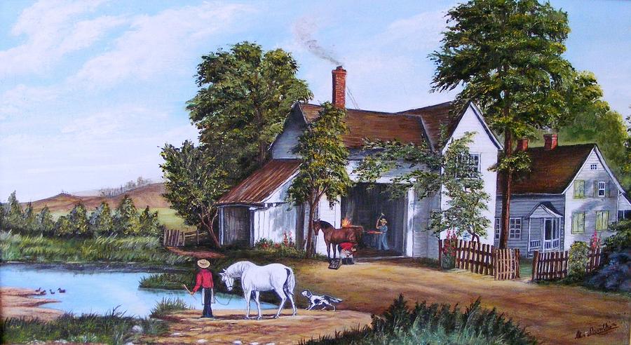 Horse Painting - On the Farm by Lisa Golem