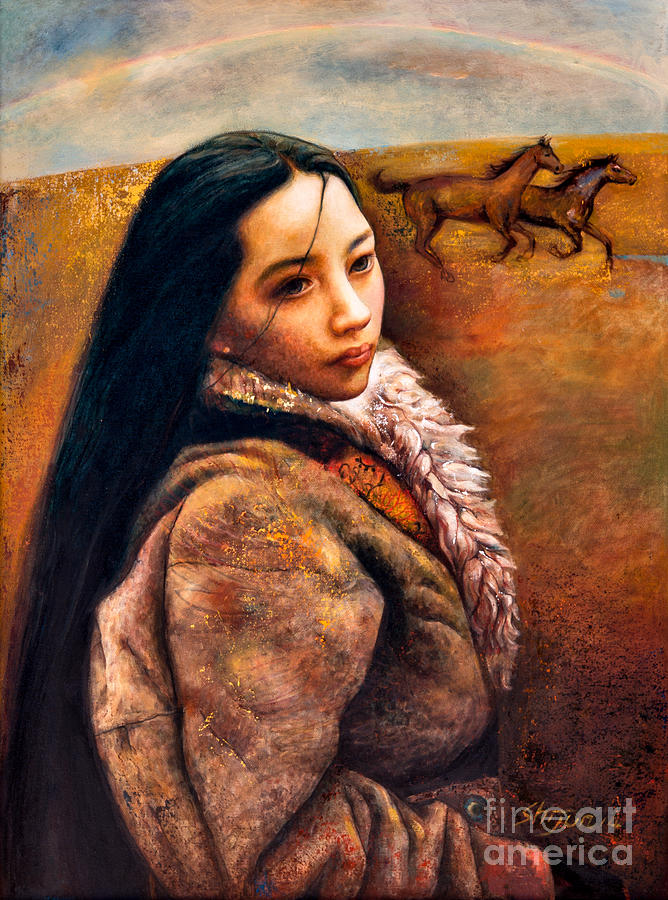 Girl Painting - On the High Plateau by Shijun Munns