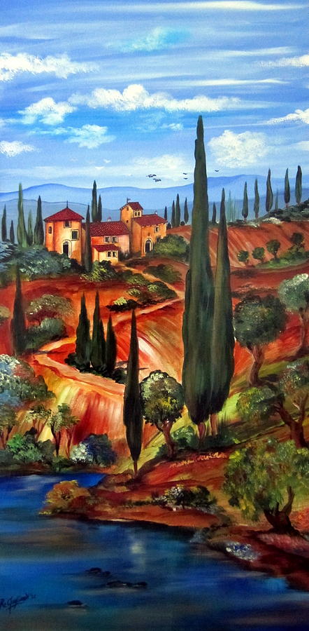 on the hills of Tuscany Painting by Roberto Gagliardi