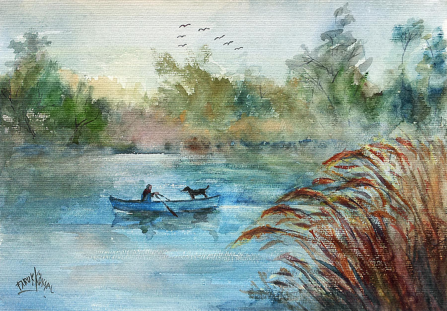 On the Lake Painting by Faruk Koksal