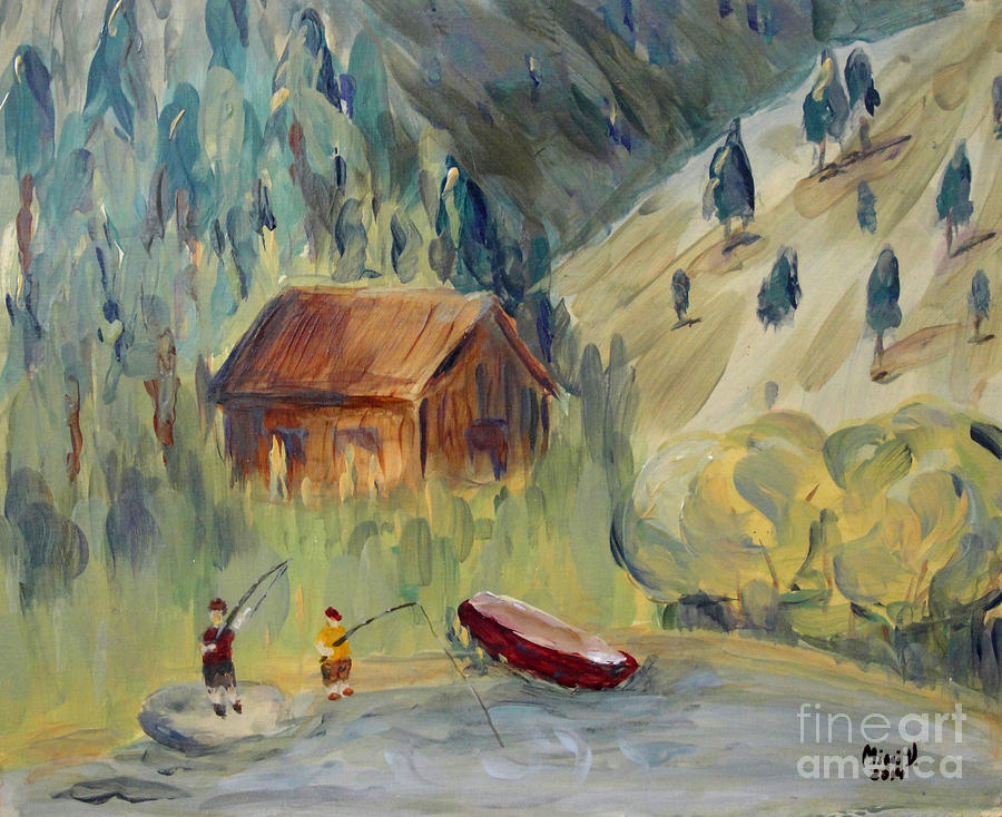On the Lake Painting by Maria Langgle