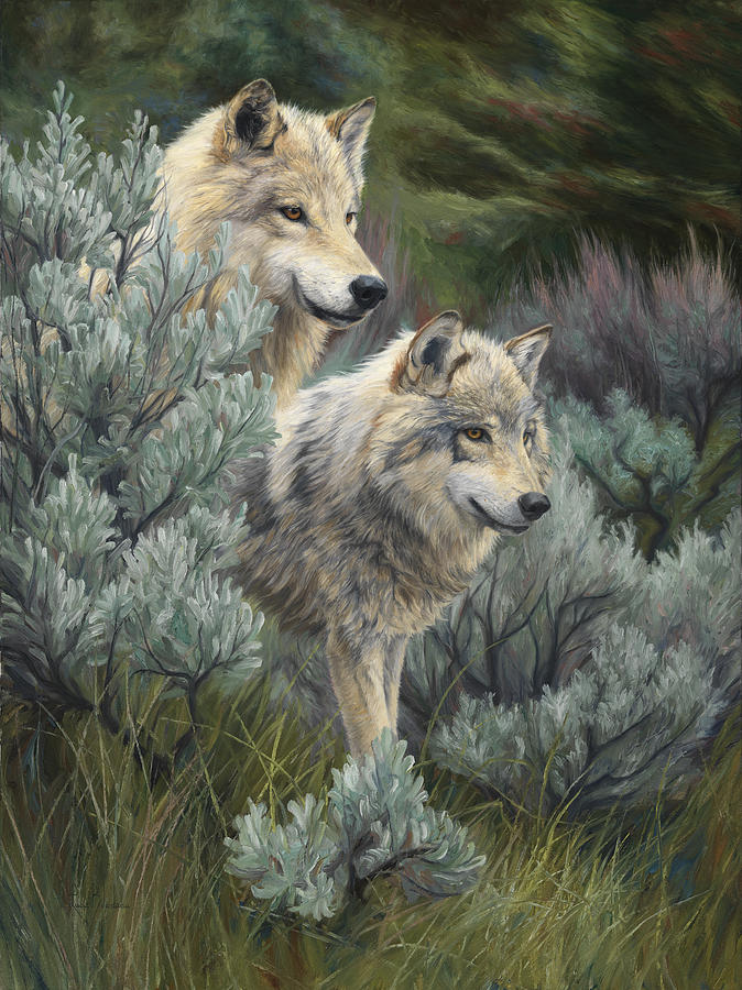 Wolves Painting - On The Lookout by Lucie Bilodeau