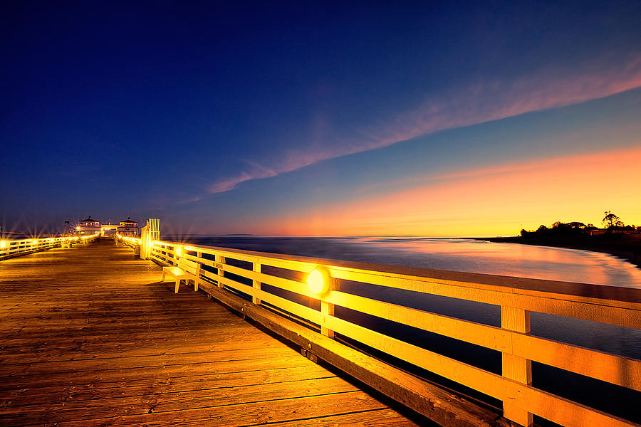 Sunset Photograph - On the Malibu Pier at Sunset by Jeana Childress