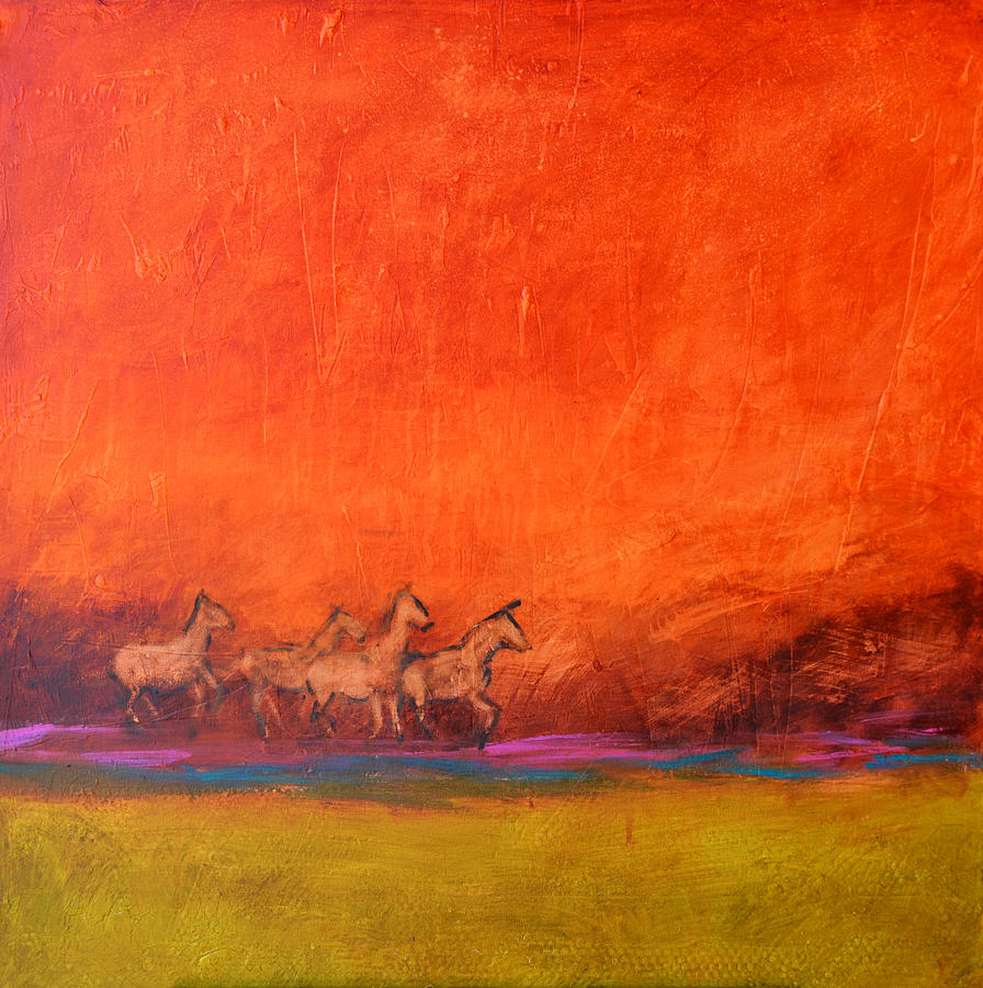 Horse Painting - On The Range by Filomena Booth Horse Painting - On The Range by Filomena Booth