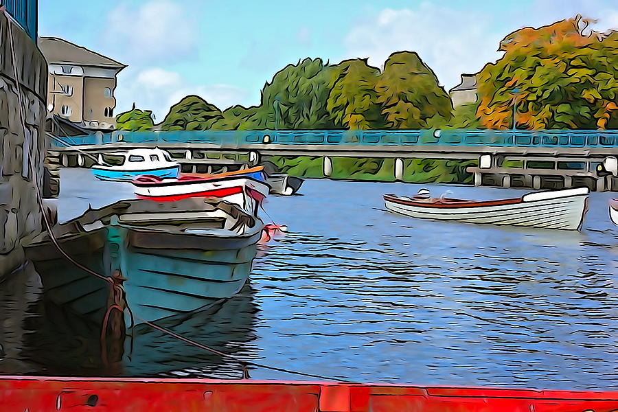 Boat Photograph - On the River - Irish Art by Charlie Brock by Norma Brock