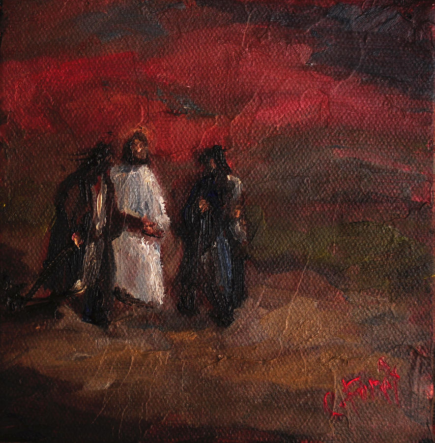 On the Road to Emmaus Painting by Carole Foret