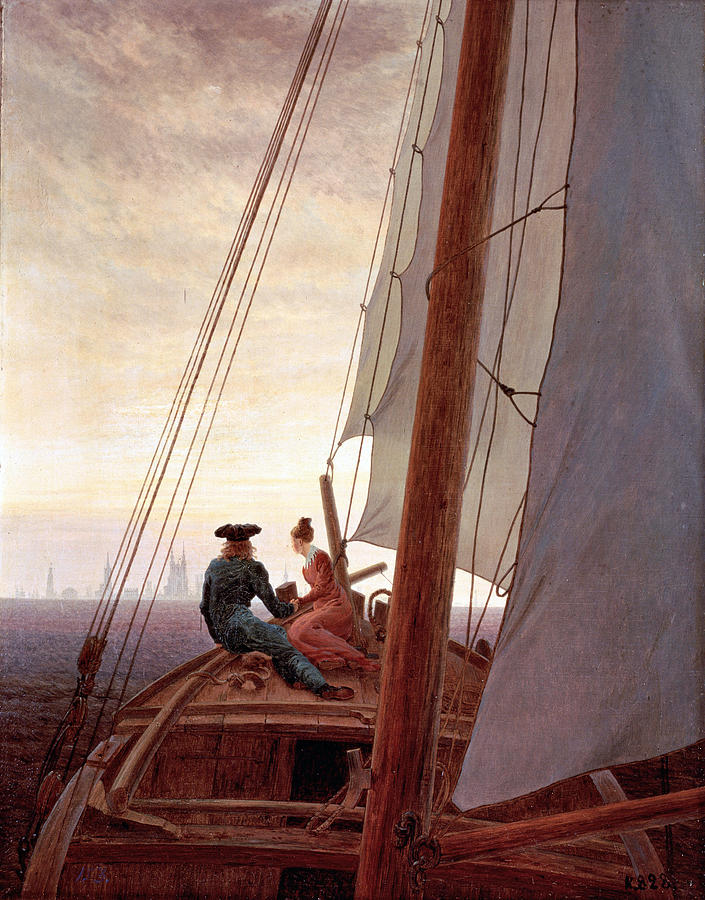 On the Sailing Boat Painting by Caspar David Friedrich