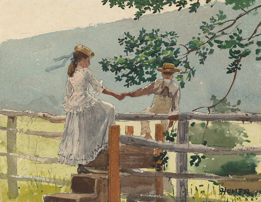 Winslow Homer Painting - On The Stile by Celestial Images