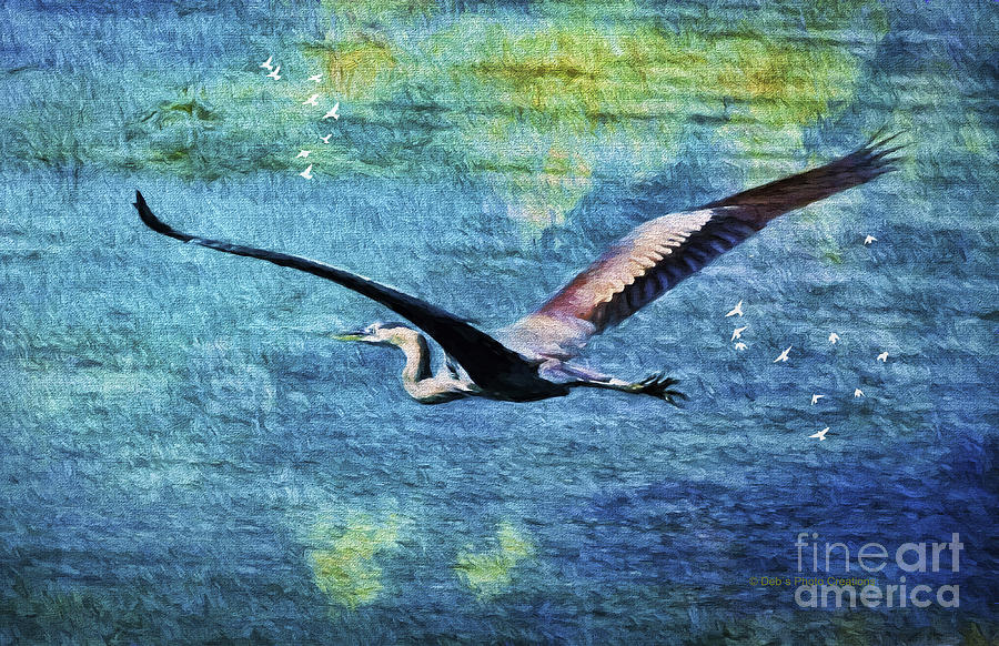 Heron Painting - On The Wings Of Blue by Deborah Benoit