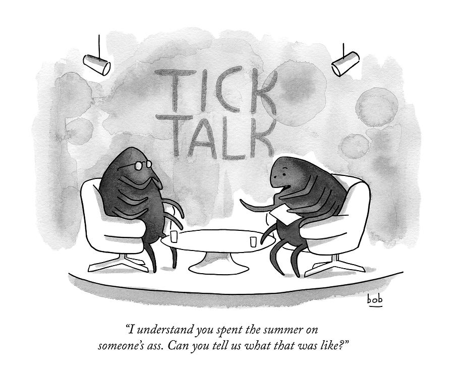 On Tick Interviews Another On A Talk Show Called Drawing by Bob Eckstein