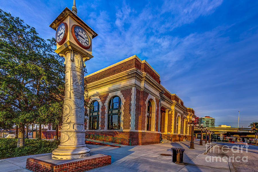 Clock Photograph - On Time Train by Marvin Spates