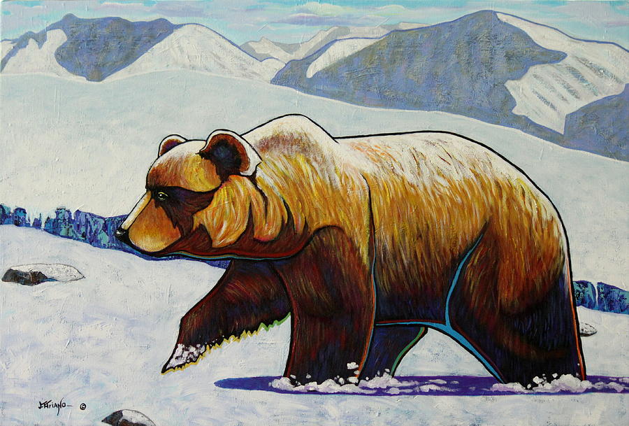 Wildlife Painting - On Vital Ground Grizzly by Joe  Triano
