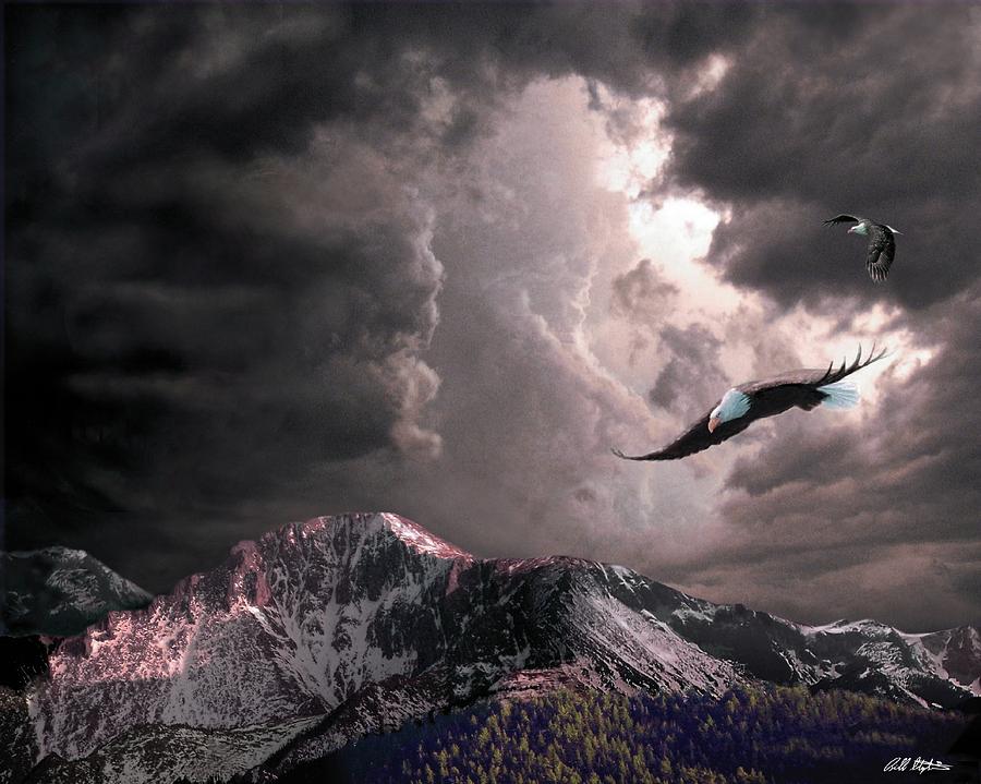 Mountain Digital Art - On Wings of Eagles by Bill Stephens