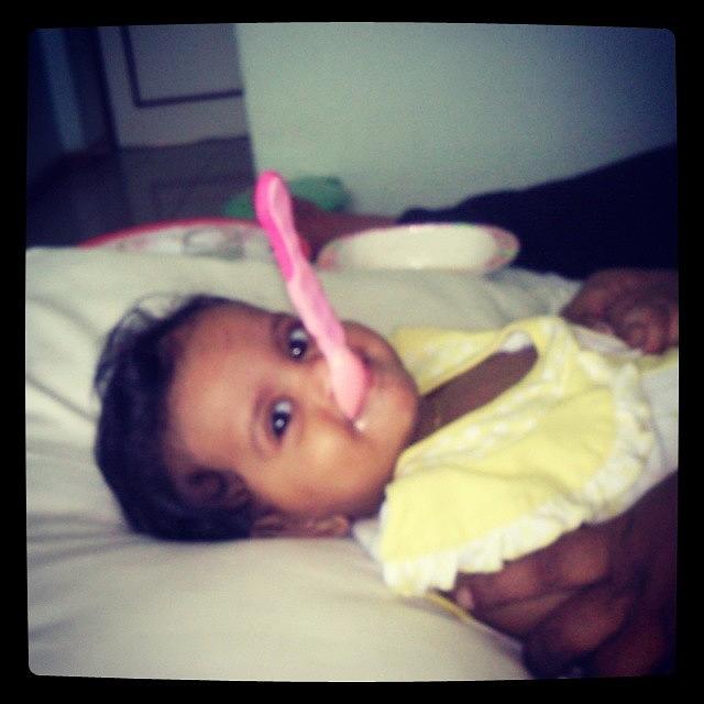 Baby Photograph - Once Upon A Time Lula Doin Spoon Trick by Jumana Abbas