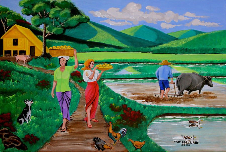 One Beautiful Morning in the Farm Painting by Lorna Maza