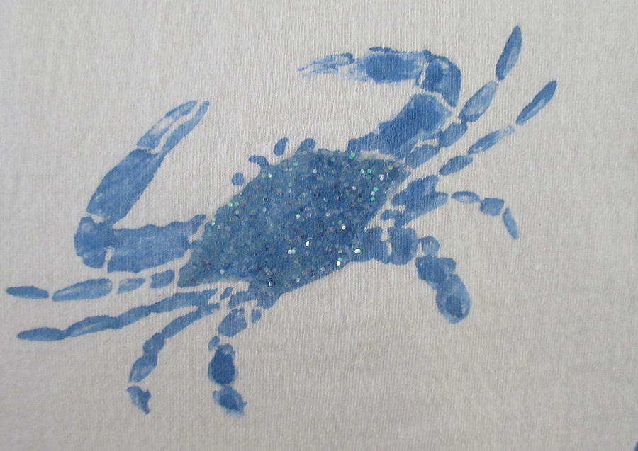 One Blue Crab on Sand Painting by Ashley Goforth