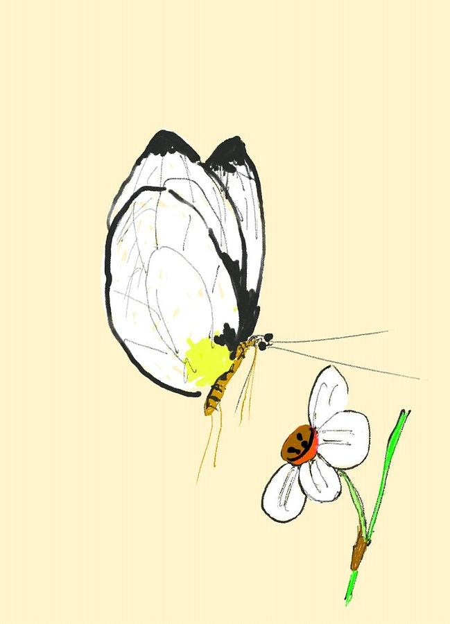 One Butterfly One Flower Digital Art by Debbi Saccomanno Chan