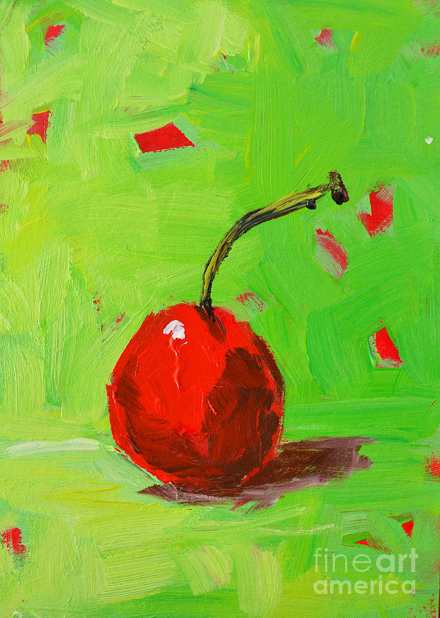 One Cherry Modern Art Painting by Patricia Awapara