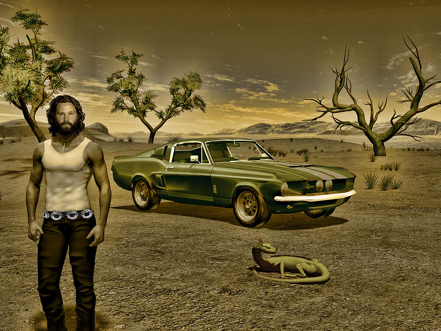 Jim Morrison Digital Art - One Cobra A Lizard and Their King by Michael Cleere