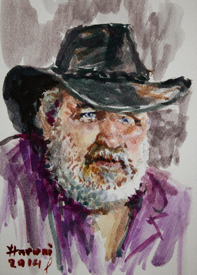 Portrait Painting - One Eyed Cowboy  by Ylli Haruni
