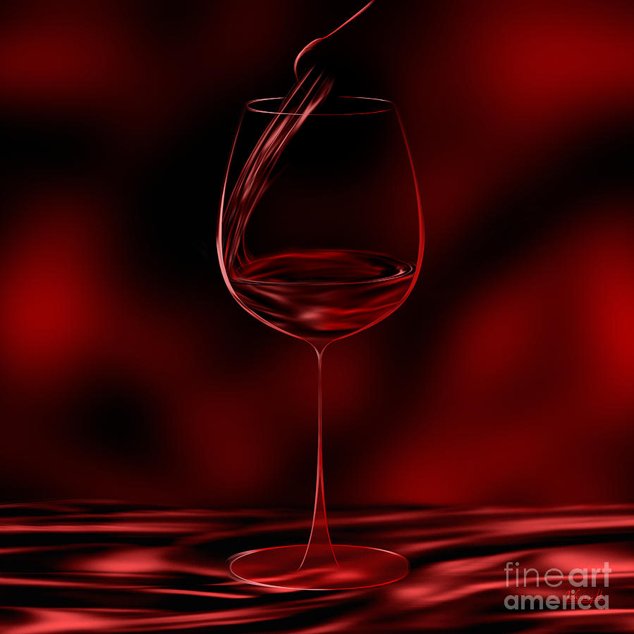 One glass red Digital Art by Johnny Hildingsson