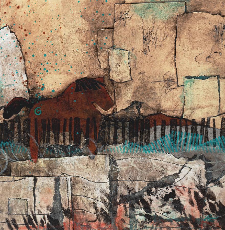 Abstract Mixed Media - One Horse by Laura  Lein-Svencner
