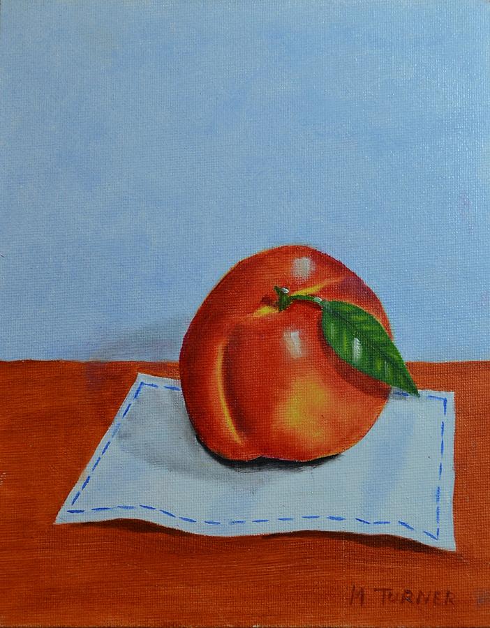 One leaf Peach Painting by Melvin Turner