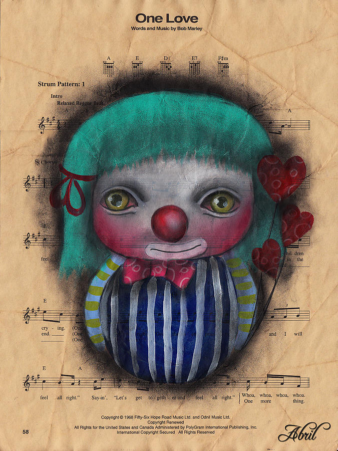 One Love Clown Painting by Abril Andrade