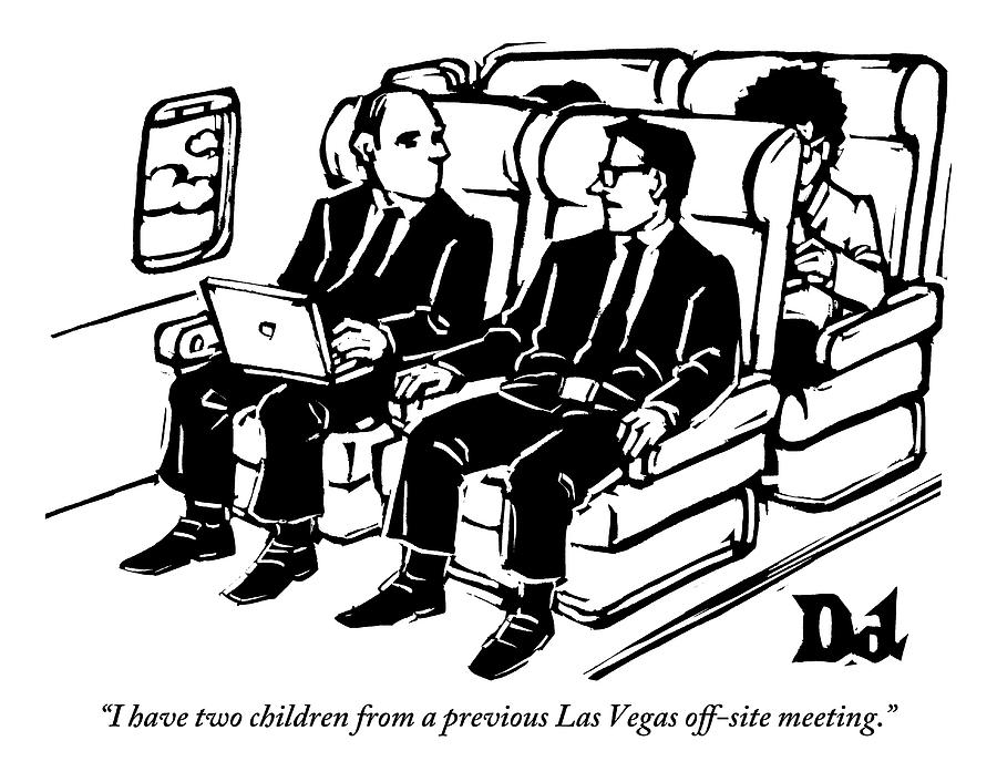 Las Vegas Drawing - One Man Speaks To Another On An Airplane by Drew Dernavich
