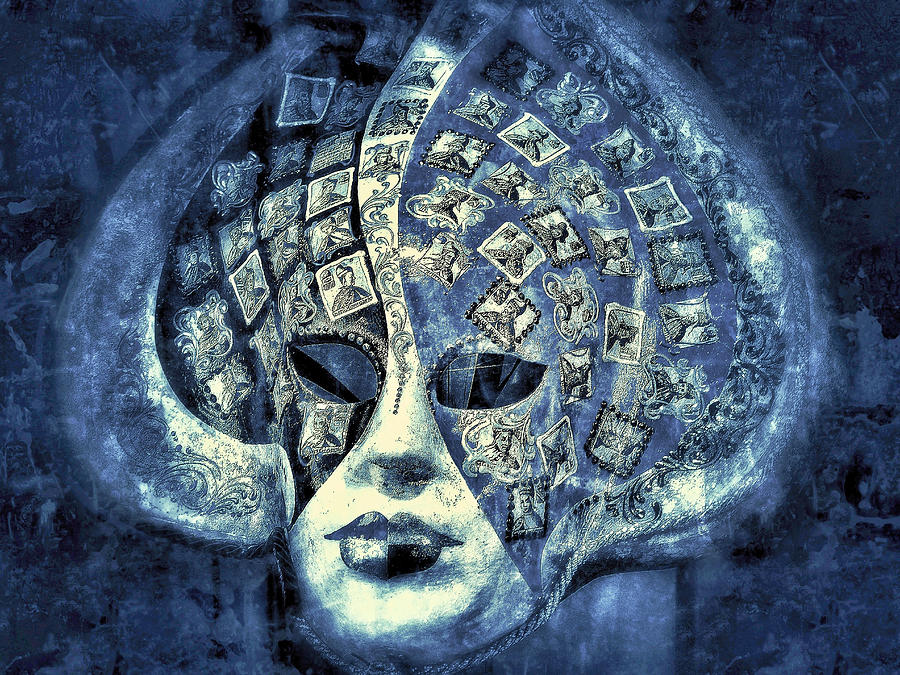 One Mask  - Blue  Photograph by Connie Handscomb