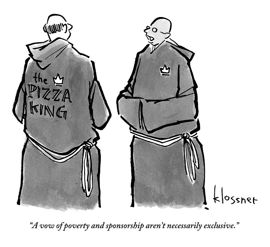 One Monk Speaks To Another. One Of The Monks Drawing by John Klossner One Monk Speaks To Another. One Of The Monks Drawing by John Klossner