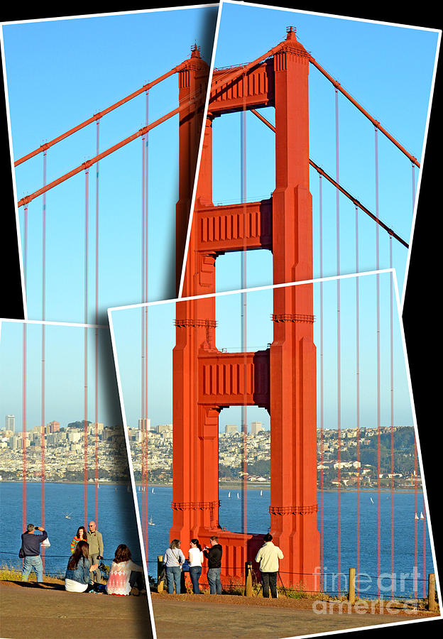 Golden Gate Bridge Photograph - One of the Golden Gate Bridges Towers Viewed from the Marin Side of the Bay Digitally Altered II by Jim Fitzpatrick