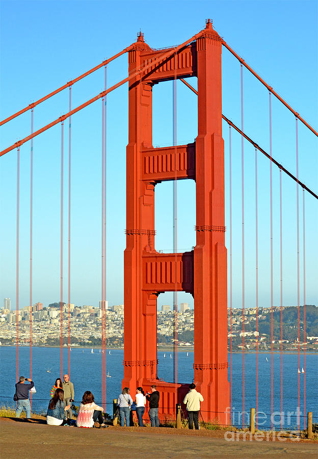 One of the Golden Gate Bridges Towers Viewed from the Marin Side of the Bay Photograph by Jim Fitzpatrick