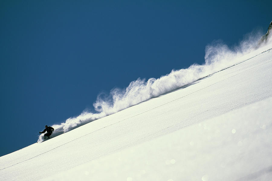 Sports Photograph - One Person Skiing White Powder by Adam Clark