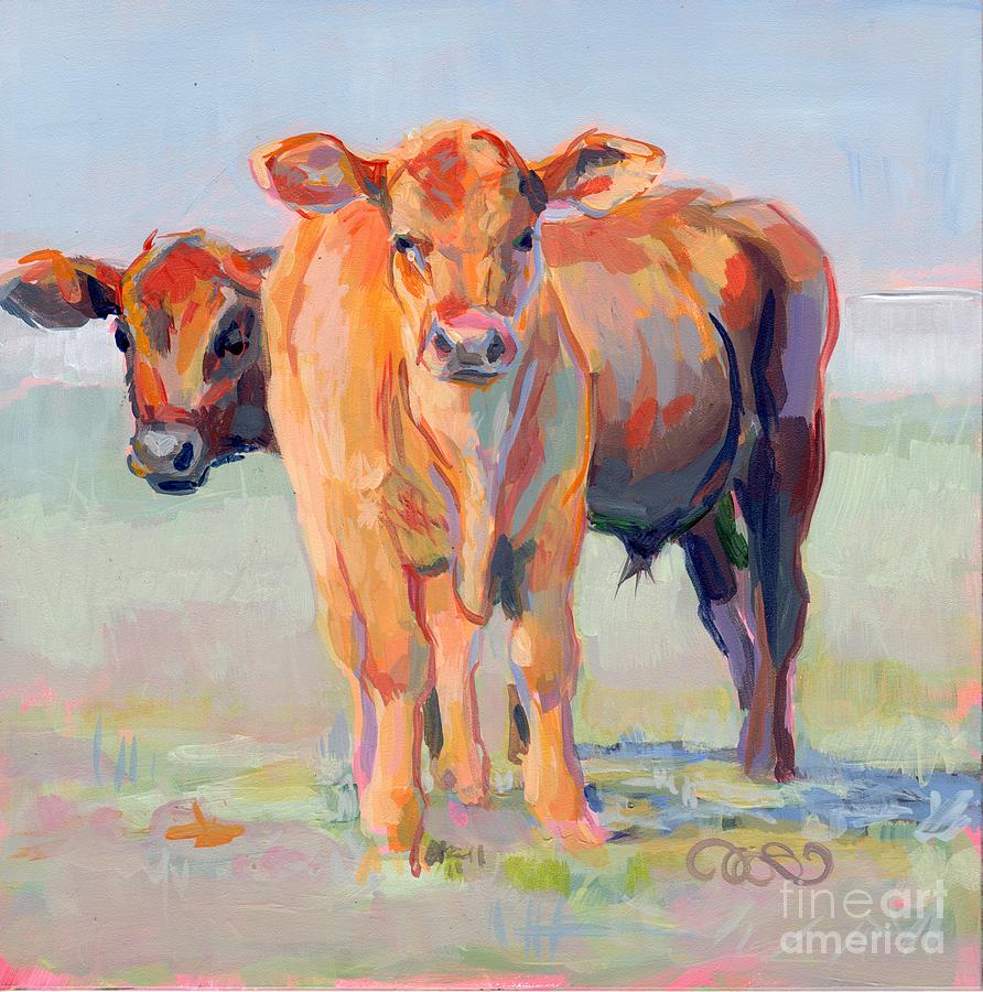 Cow Painting - One Plus One by Kimberly Santini
