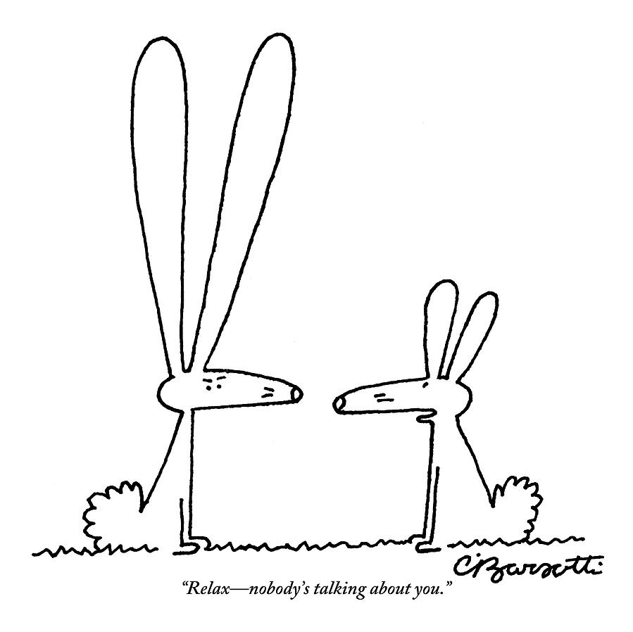 One Rabbit Talks To Another Rabbit Who Has Giant Drawing by Charles Barsotti