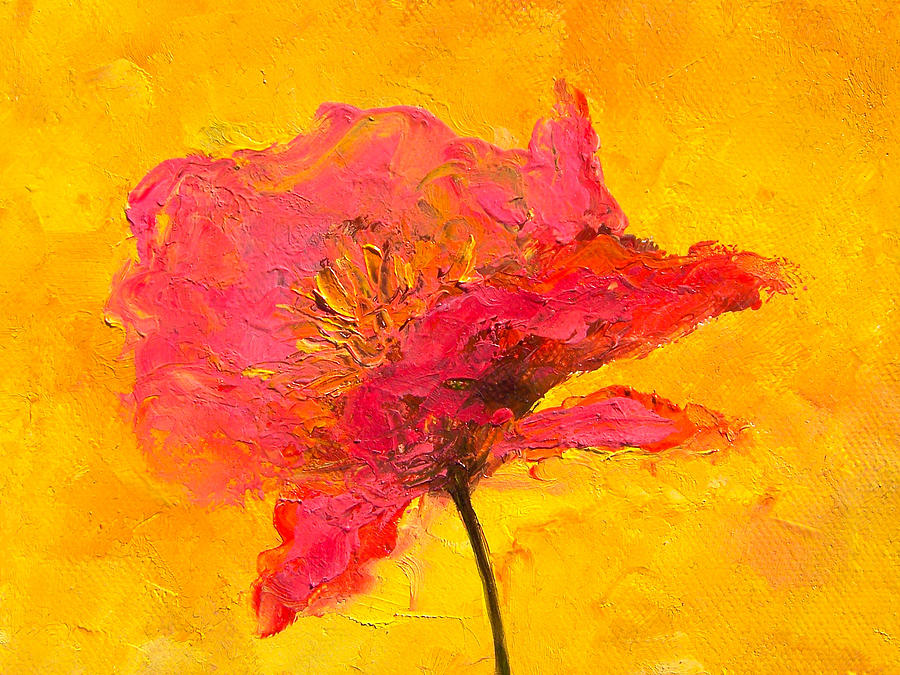 One Red Poppy Painting by Jan Matson