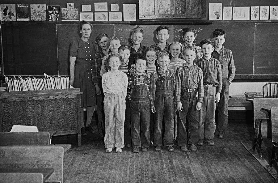 Book Photograph - One-room Country School - Group of Students with Teacher - North by Donald  Erickson