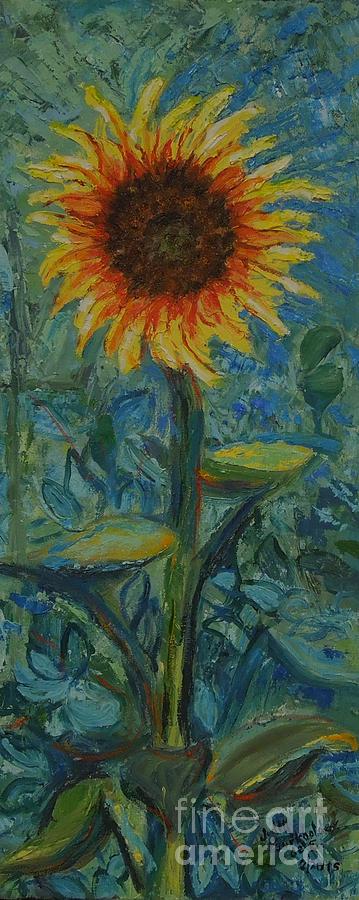 One Sunflower - Sold Painting by Judith Espinoza