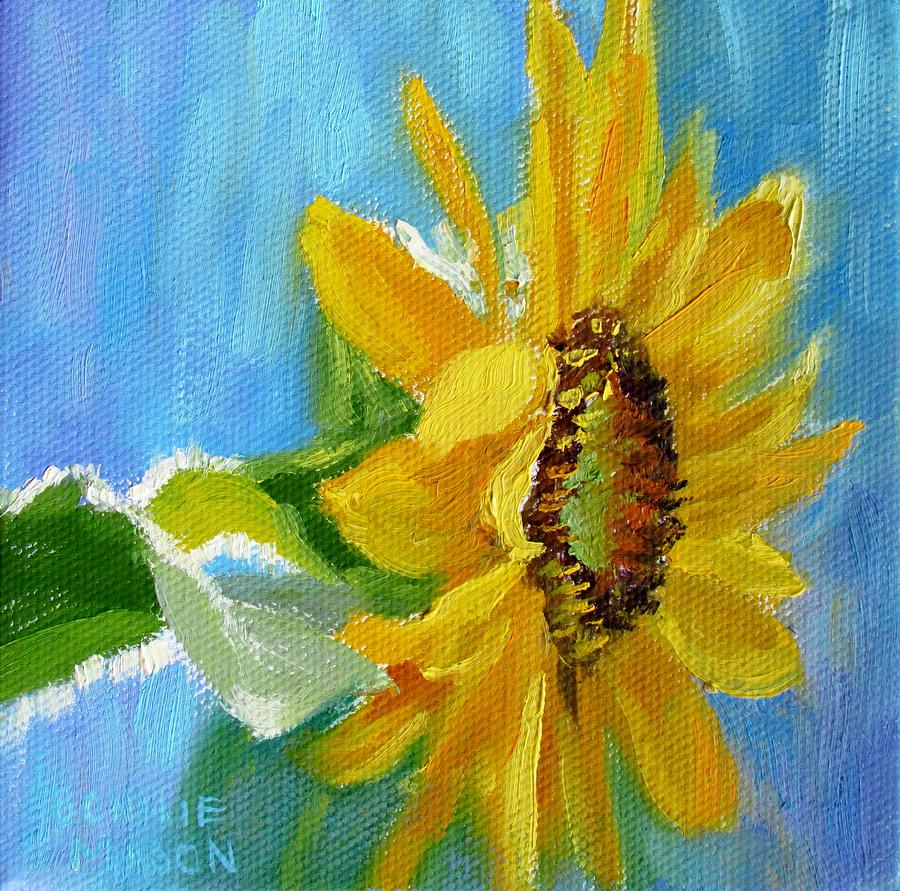 One Sunflower- With Bright Sunshine from Above Painting by Bonnie Mason