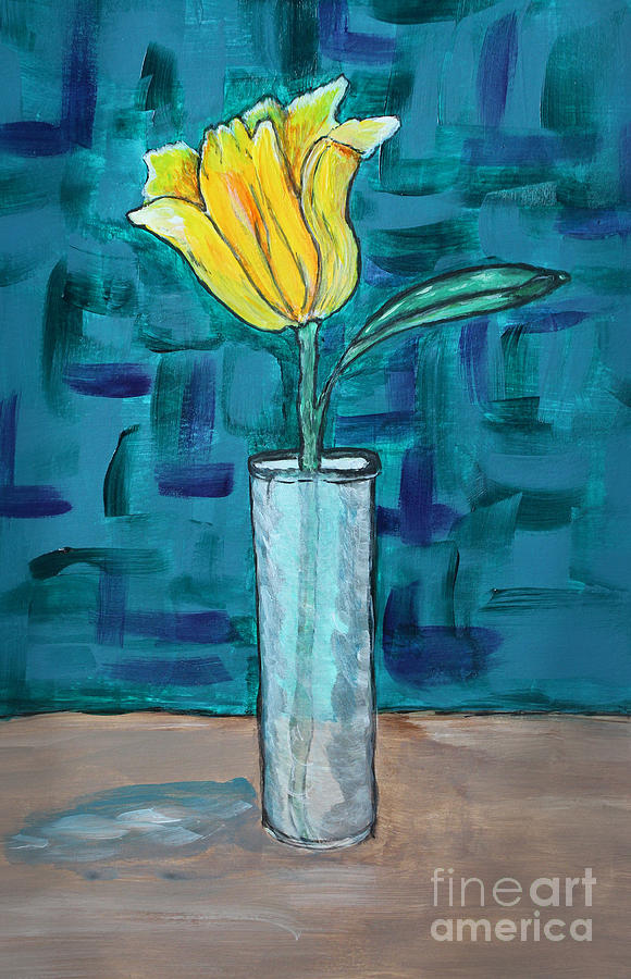 One Tulip One Vase - Art Painting Painting by Ella Kaye Dickey